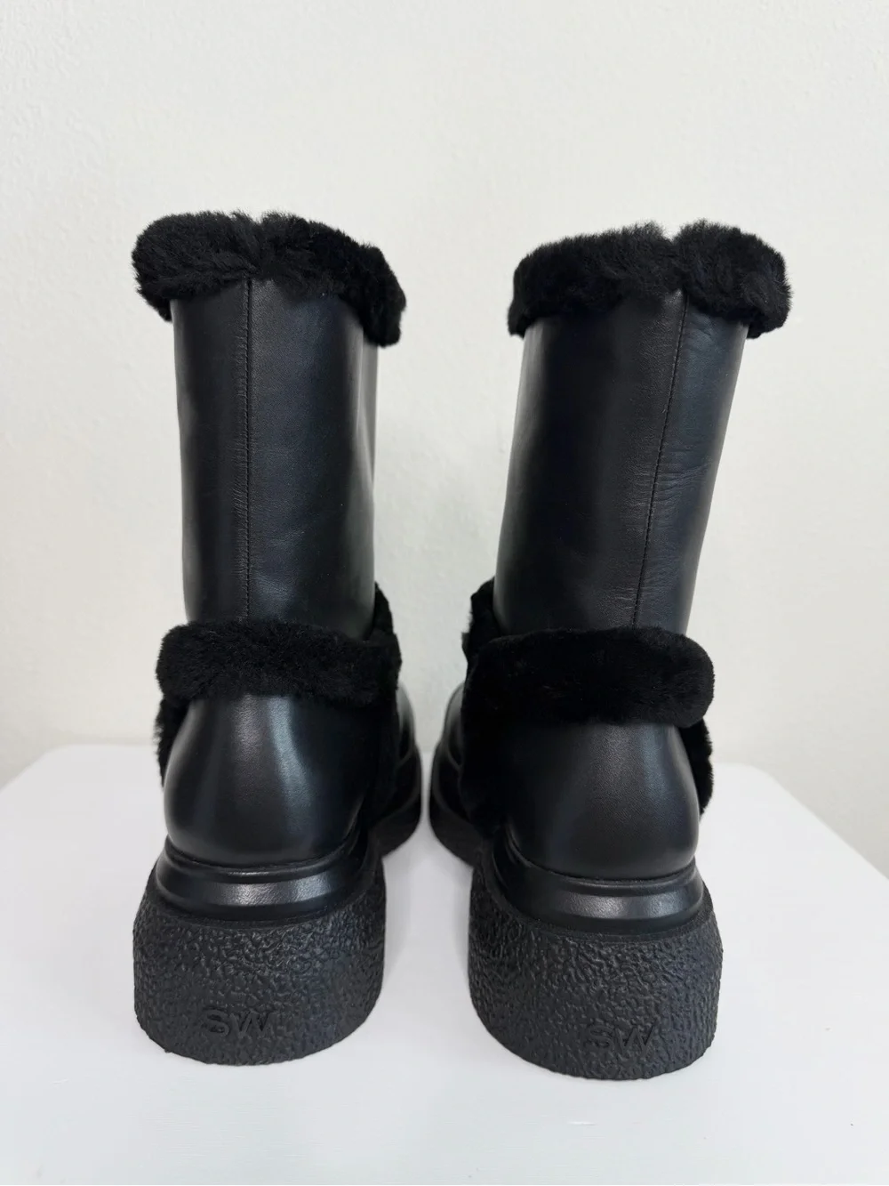 Stuart Weitzman Charli Cozy Sportlift Booties Faux Fur Platform Winter Boots 8.5